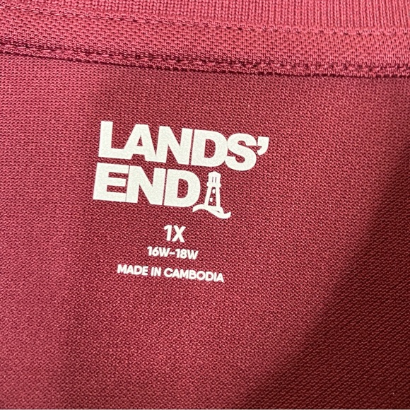 Lands' End | Burgundy Polyester Short Sleeve Polo Tee 1X - Picture 3 of 5
